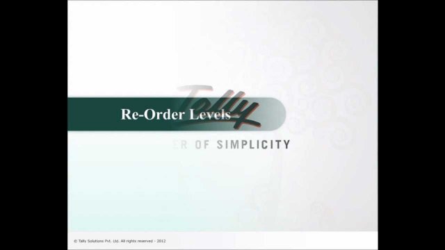 Reorder Level in Tally.ERP 9