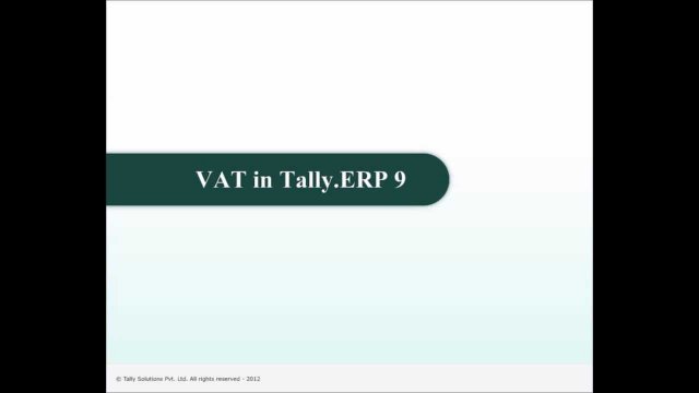 Value Added Tax (VAT) in Tally.ERP 9